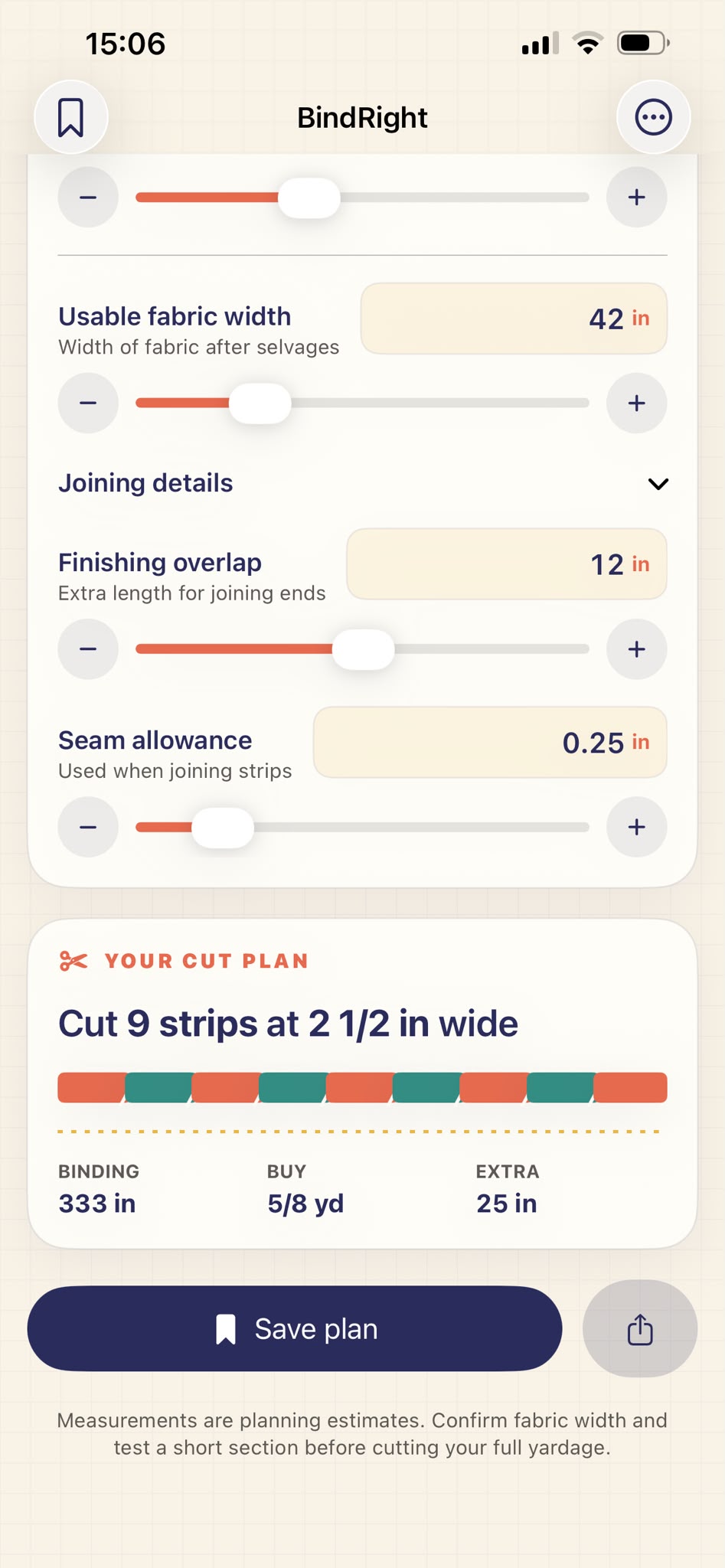 Binding strip cutting plan in BindRight